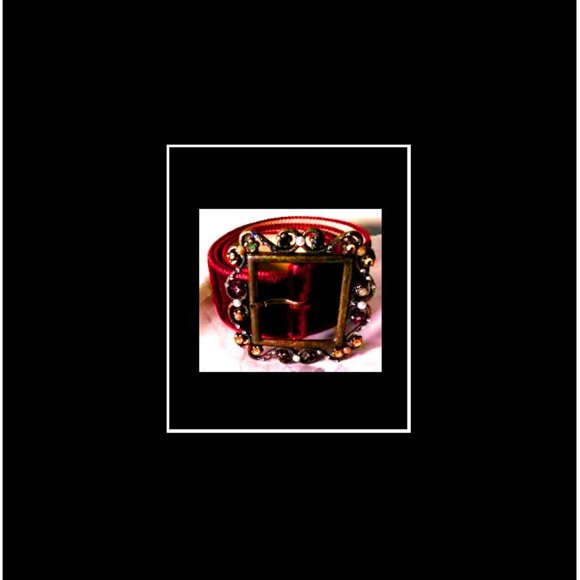 Antique Women\'s Fashionable Elite Velour Belt With Rhinestones Buckle, XL